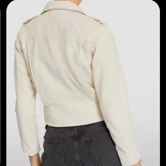 ALL SAINTS Dessa Balfern White Denim Biker Jacket SIZE 6 - Picture 3 of 9